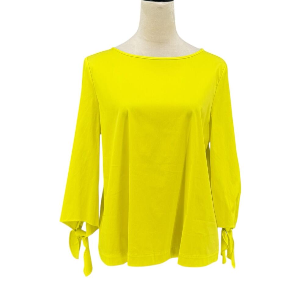 Lafayette 148 New York NWT Elaina Bright Yellow Poplin Cotton Stretch Blouse